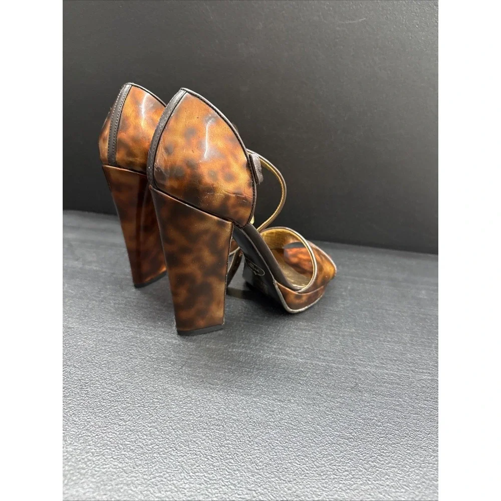 PRADA Metallic Brown / Copper Patent Leather Heels Shoes Size 40